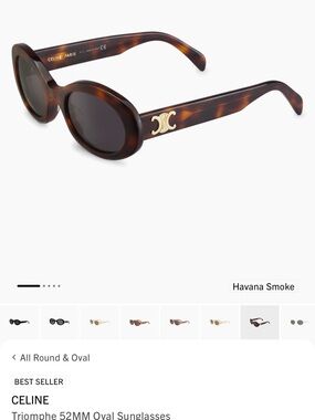 Celine Triomphe 52MM Oval Sunglasses in Havana Smoke with Gold Logo